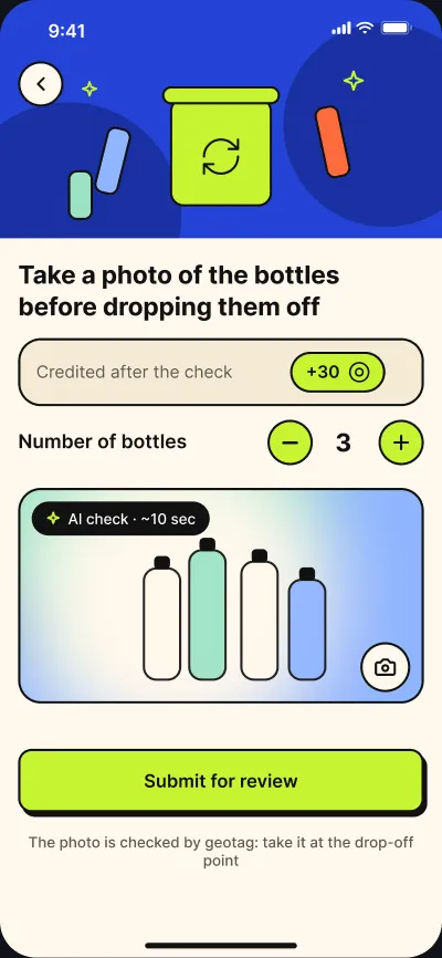 Plastic recycling with rewards — screen 2 of 6