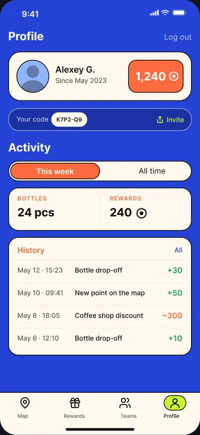 Plastic recycling with rewards — screen 6 of 6