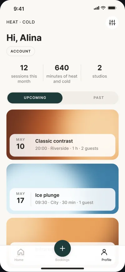 Sauna and plunge studio booking — screen 6 of 6