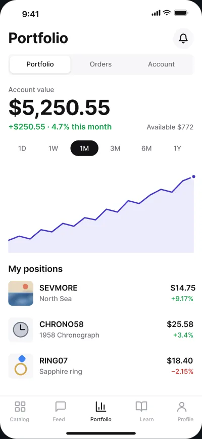 Shares in collectibles — screen 3 of 6