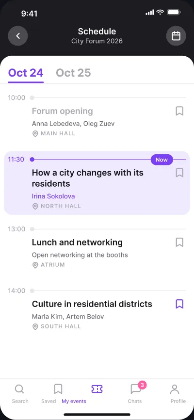 Events and networking platform — screen 4 of 6
