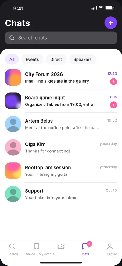Events and networking platform — screen 6 of 6