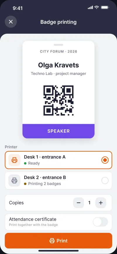 Event attendee registration — screen 5 of 6