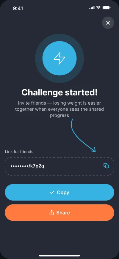 Weight-loss challenges — screen 3 of 6