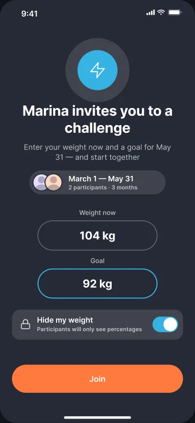 Weight-loss challenges — screen 4 of 6