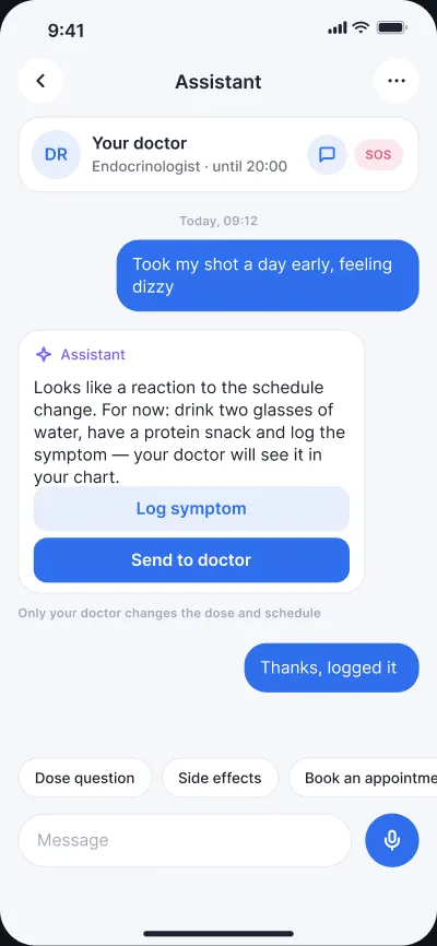Weight-loss therapy companion — screen 3 of 6