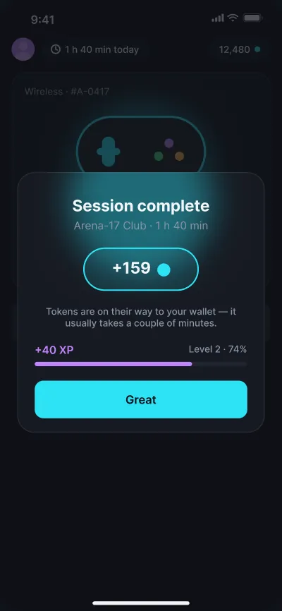 Play-to-earn for gaming clubs — screen 4 of 6