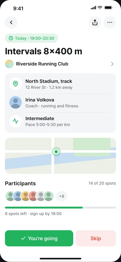 Sports club network — screen 4 of 6