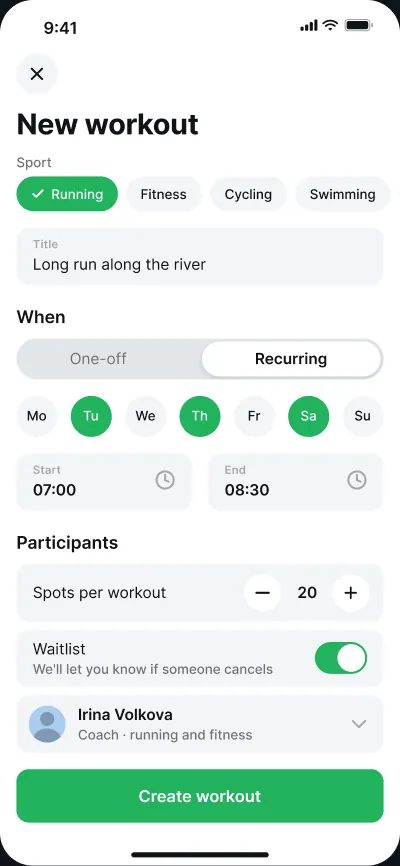 Sports club network — screen 5 of 6
