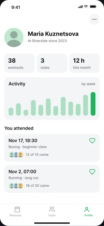 Sports club network — screen 6 of 6